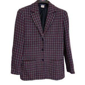 Vintage 90s Austin Reed Red White Blue Cotton Tweed Blazer